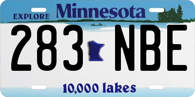 MN license plate 283NBE