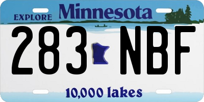 MN license plate 283NBF