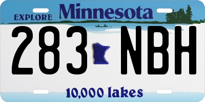 MN license plate 283NBH