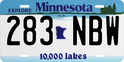 MN license plate 283NBW