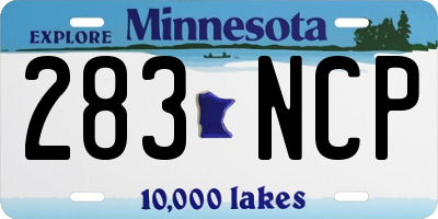 MN license plate 283NCP