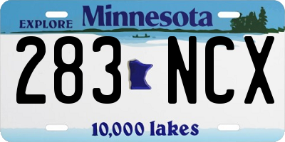 MN license plate 283NCX