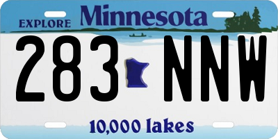 MN license plate 283NNW