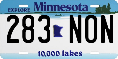 MN license plate 283NON
