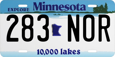 MN license plate 283NOR