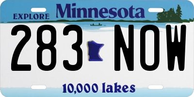 MN license plate 283NOW
