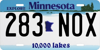 MN license plate 283NOX