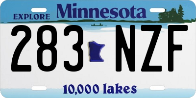 MN license plate 283NZF