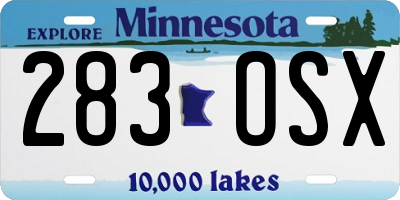 MN license plate 283OSX