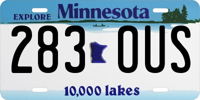 MN license plate 283OUS