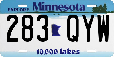 MN license plate 283QYW