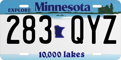 MN license plate 283QYZ