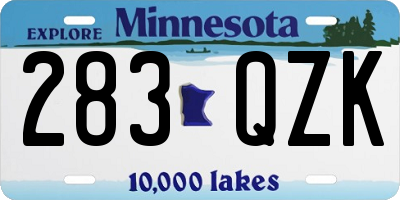 MN license plate 283QZK