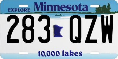 MN license plate 283QZW