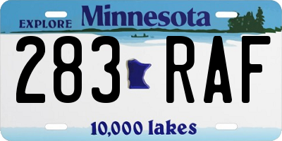 MN license plate 283RAF