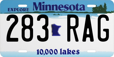 MN license plate 283RAG