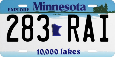 MN license plate 283RAI