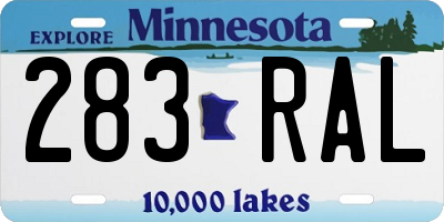 MN license plate 283RAL