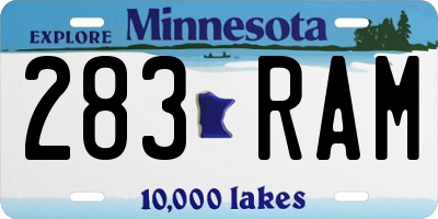 MN license plate 283RAM
