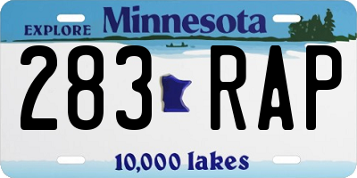 MN license plate 283RAP