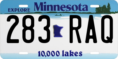 MN license plate 283RAQ