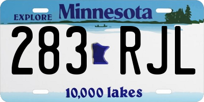 MN license plate 283RJL