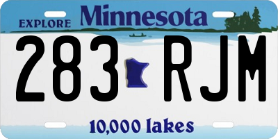 MN license plate 283RJM