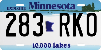 MN license plate 283RKO