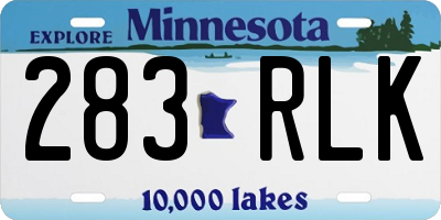 MN license plate 283RLK