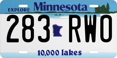 MN license plate 283RWO