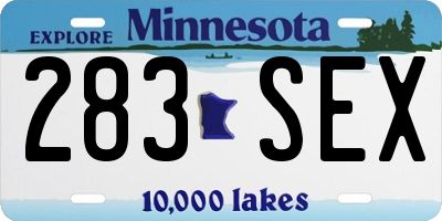 MN license plate 283SEX