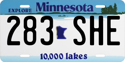 MN license plate 283SHE