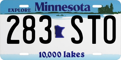 MN license plate 283STO