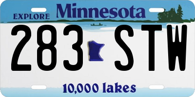 MN license plate 283STW