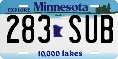 MN license plate 283SUB