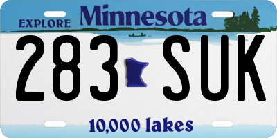 MN license plate 283SUK
