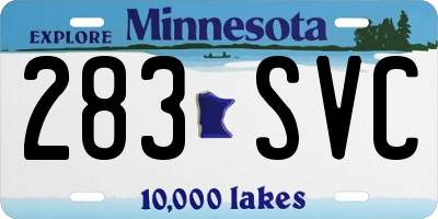 MN license plate 283SVC