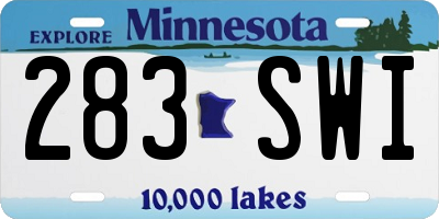 MN license plate 283SWI