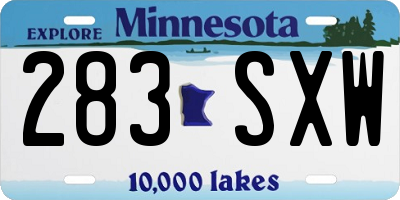 MN license plate 283SXW