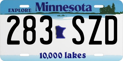 MN license plate 283SZD