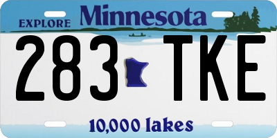 MN license plate 283TKE