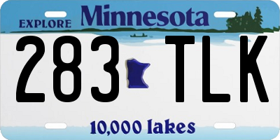 MN license plate 283TLK