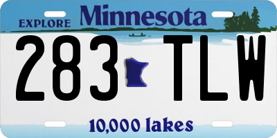 MN license plate 283TLW