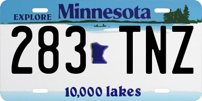 MN license plate 283TNZ