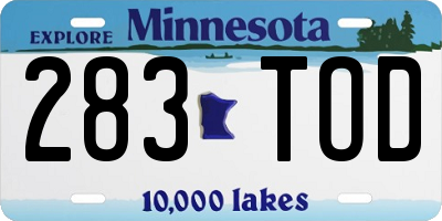 MN license plate 283TOD