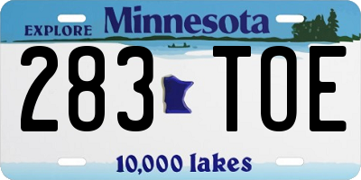 MN license plate 283TOE