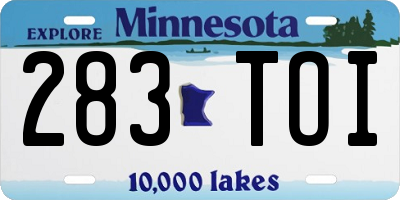 MN license plate 283TOI