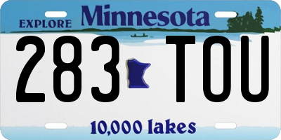 MN license plate 283TOU