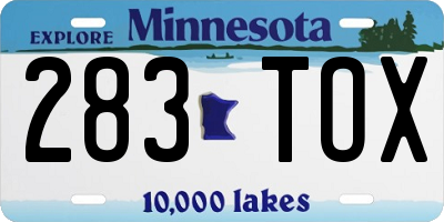 MN license plate 283TOX