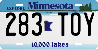 MN license plate 283TOY